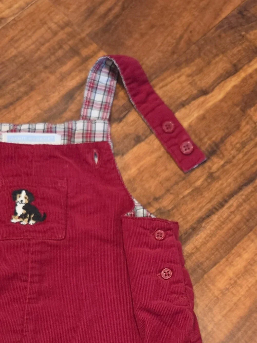 Janie and Jack EUC 12-18 Months Red Corduroy Overalls, Bodysuit and Dog Sweater